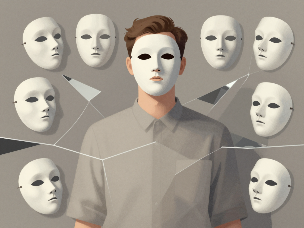 Editorial illustration representing defense mechanisms in psychoanalysis.