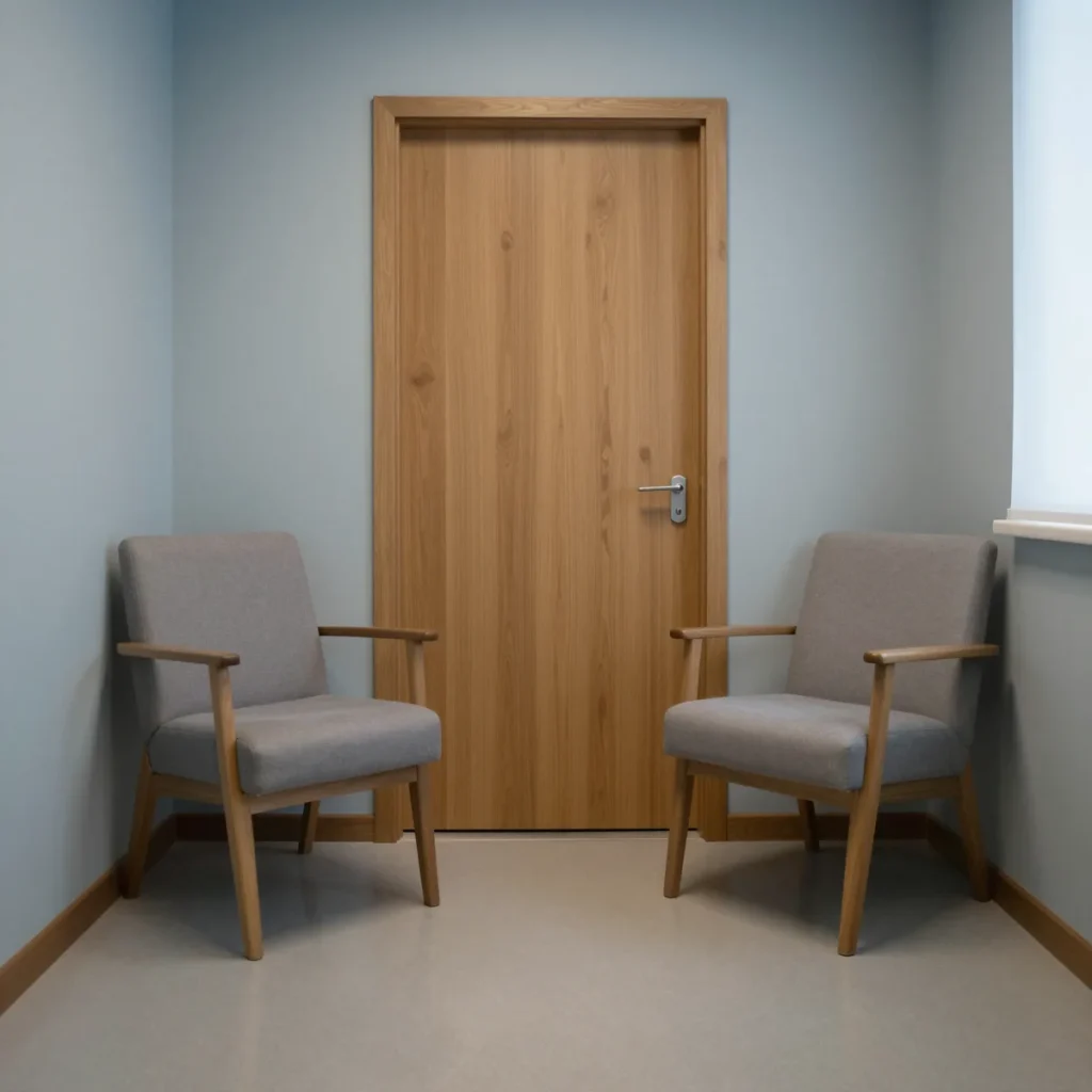 Two empty chairs in a quiet consultation room illustrating the stable boundaries of the analytic frame