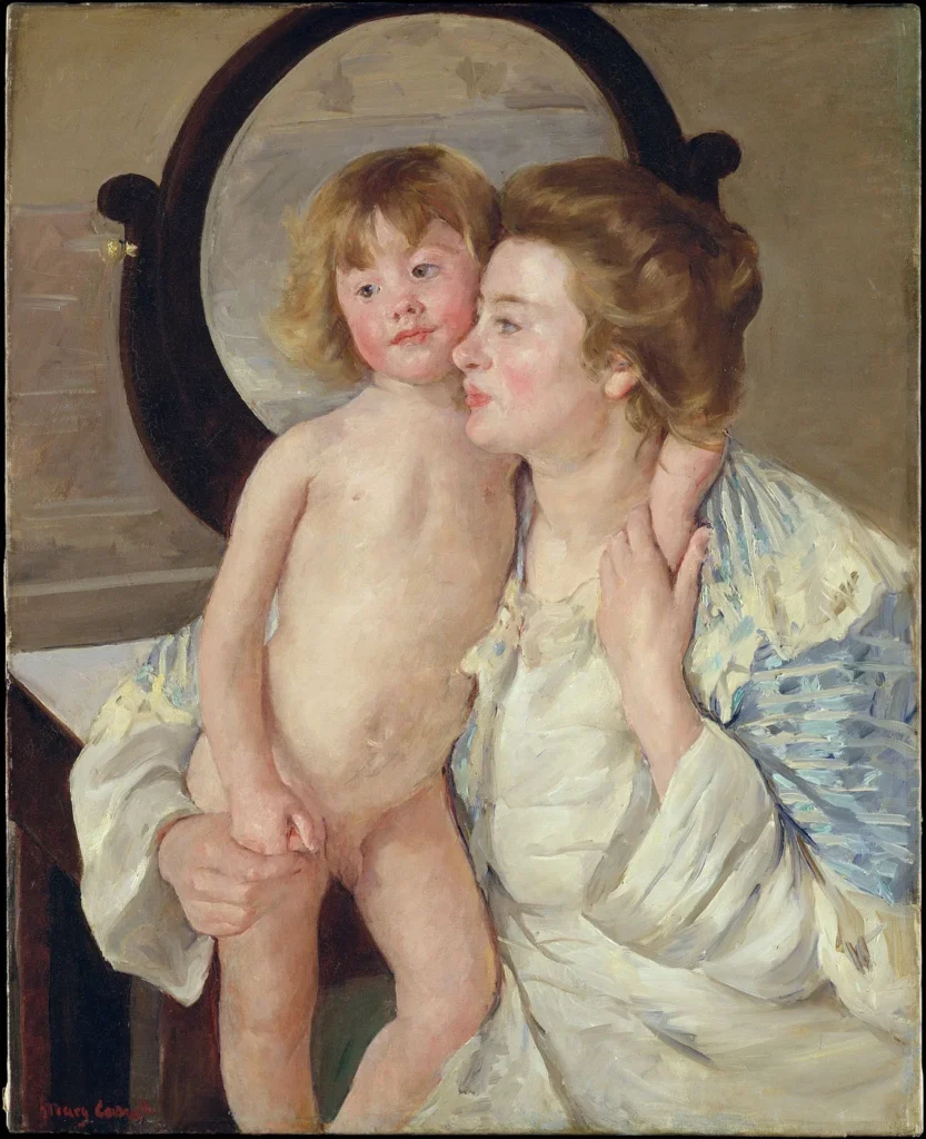 Mary Cassatt painting of a caregiver holding a young child, illustrating maternal reverie