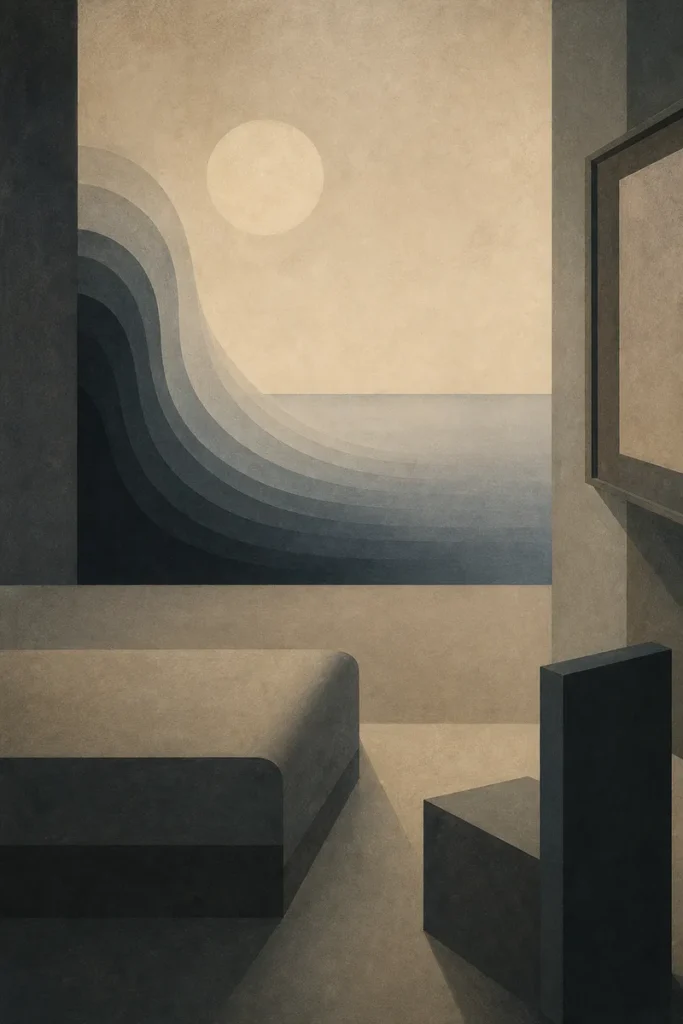 Sober abstract illustration of reduced psychic tension for the Nirvana Principle in psychoanalysis.