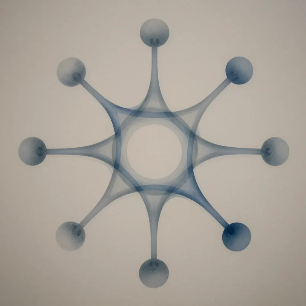 Abstract editorial illustration of many psychic paths converging into one formation